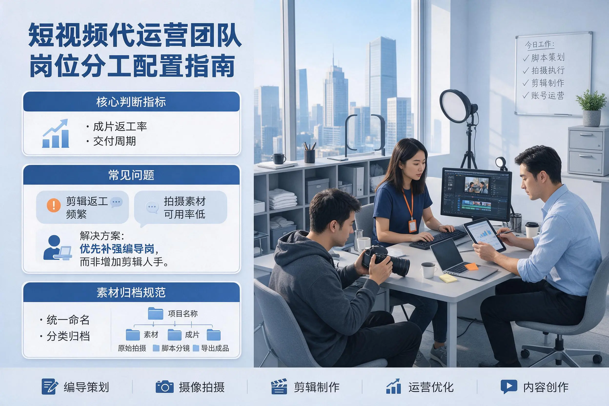 短视频代运营团队如何配置?双河企业岗位分工科普说明