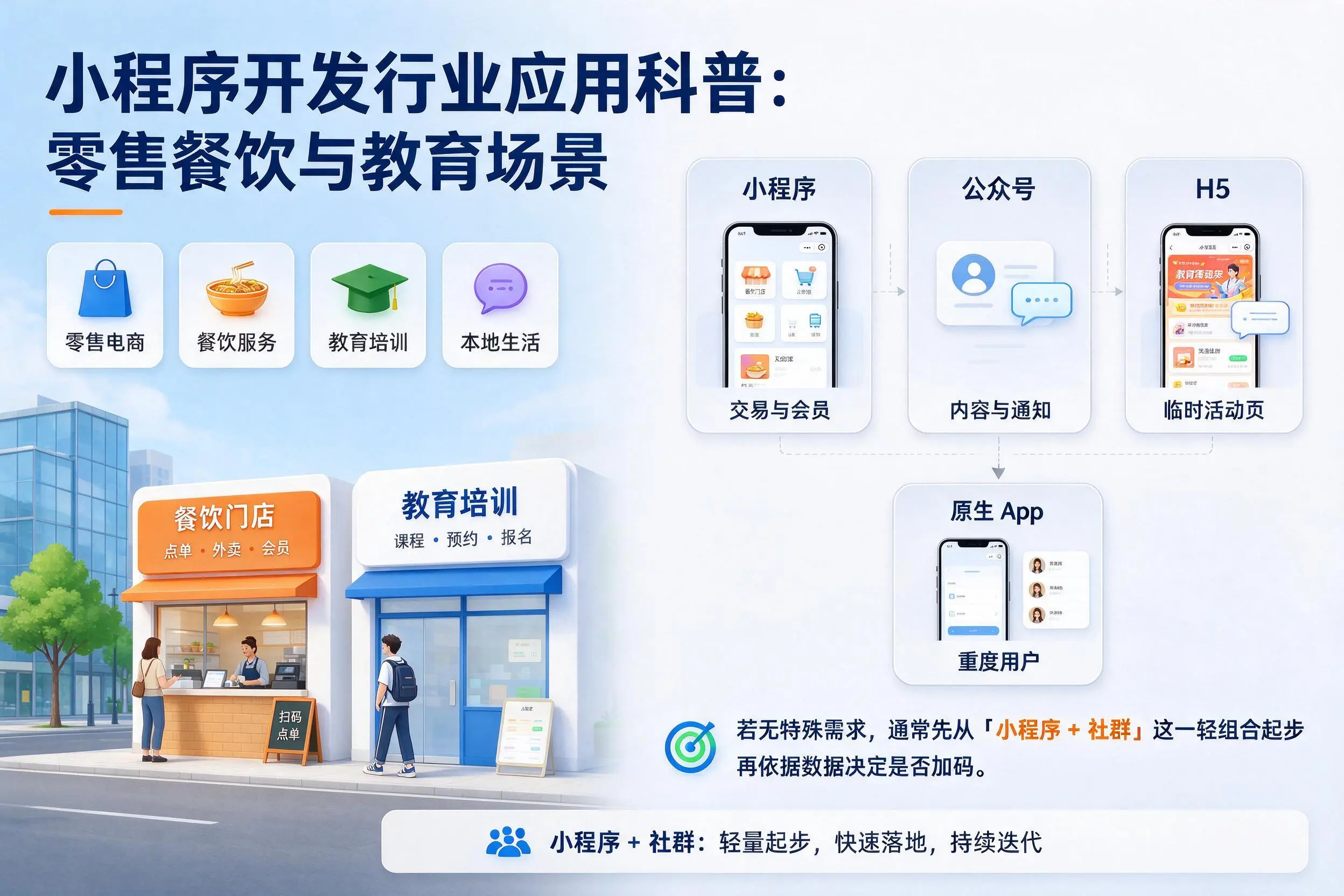 双河小程序开发行业应用科普:零售餐饮与教育场景